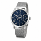 Classic Silver Mesh Watch - Blue dial