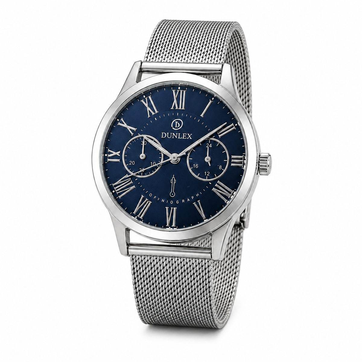 Classic Silver Mesh Watch - Blue dial
