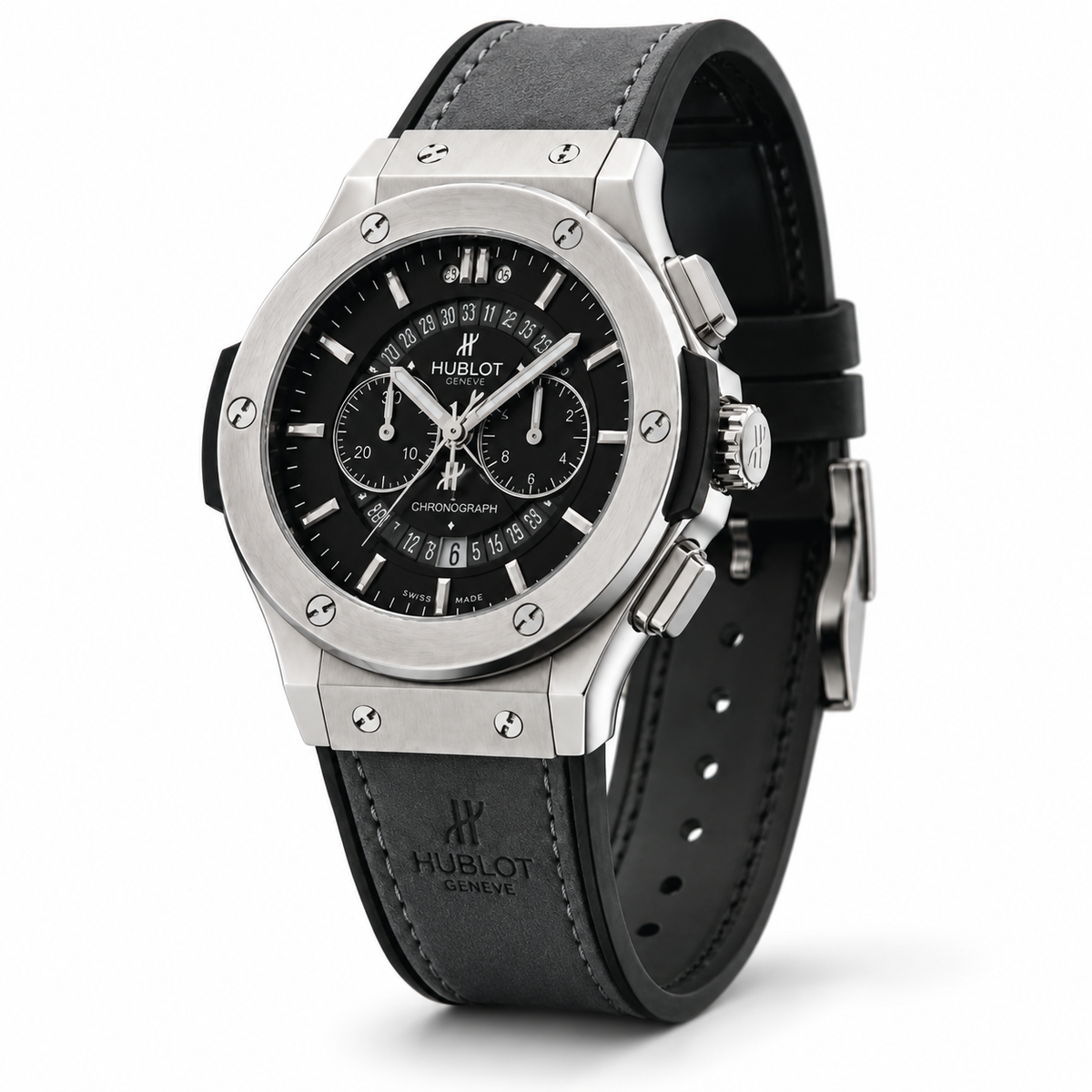 Luxury Black Chronograph Watch in Black and Grey