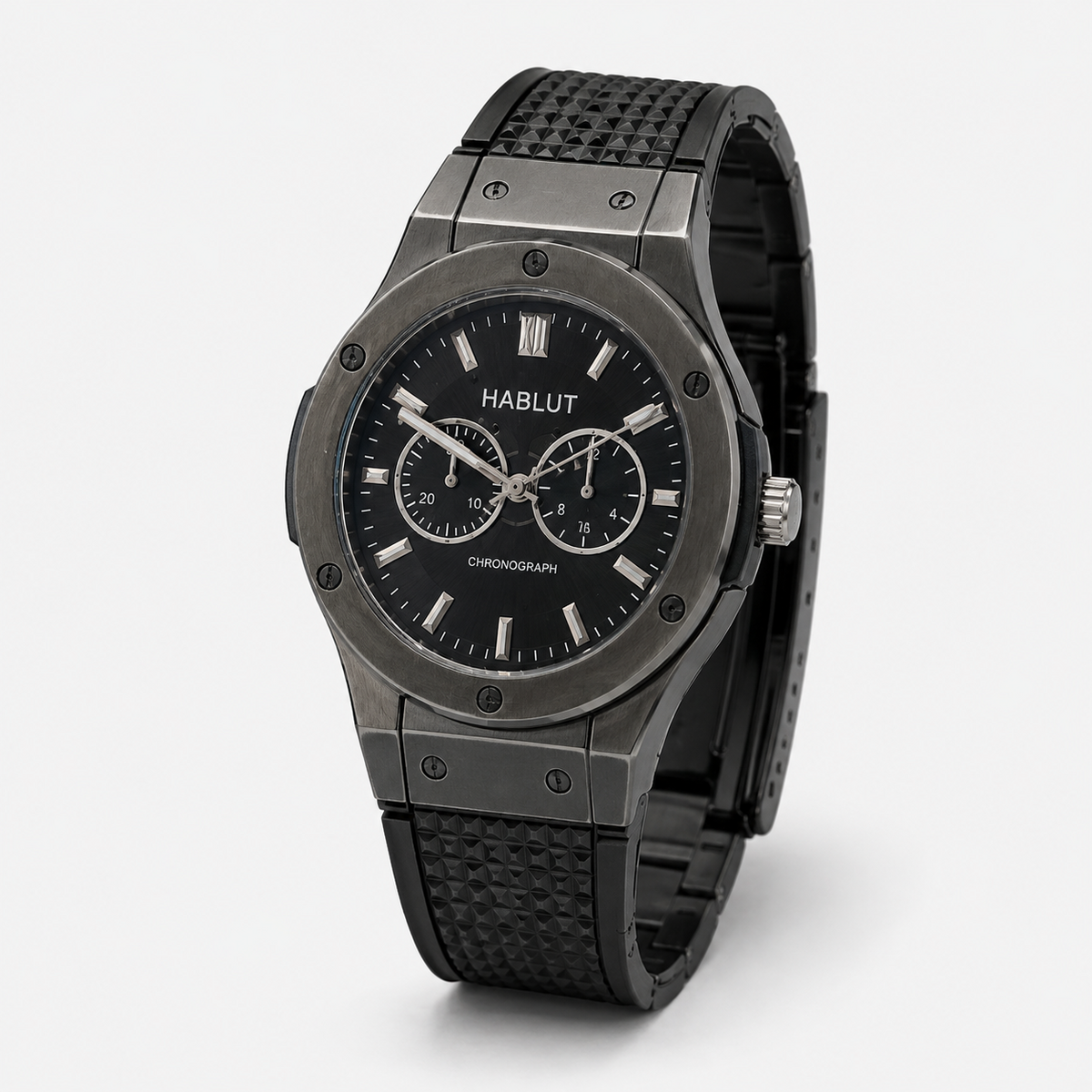 Luxury Black Chronograph Watch - Gunmetal Black